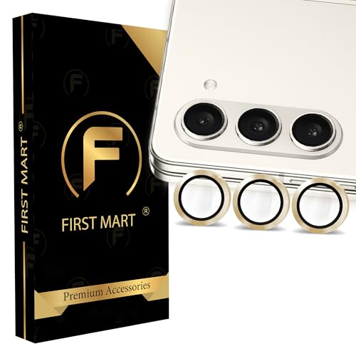 Image of FIRST MART Gold Camera Ring Guard Protector for Samsung Galaxy Z Fold 5 | Tempered Glass with Metal Alloy Rings, HD Clear, Scratch Resistant, Case-Friendly | Pack of 1