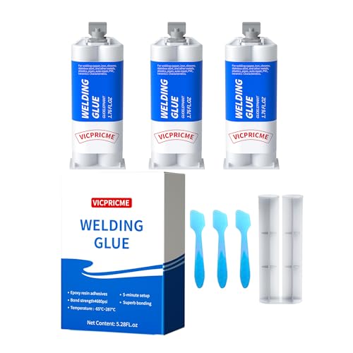Vicpricme Metal Glue Heavy Duty Weld Metal Epoxy Glue for Metal 3Pcs