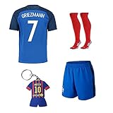 Soccer Kids 2015-2016 Football Soccer France Home Jersey Griezmann #7 Kids Team Suit Shirt & Shorts & Socks &Key Chain 3-12 YRS (7-8 years)