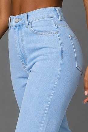 Image of Women's High Waist Mom Fit Jeans | Stretch Denim | Tapered Ankle Length Casual Jeans