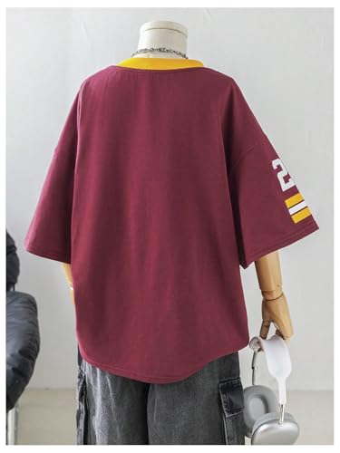 SOLY HUX Girl's Number Graphic Oversized Jersey Shirts V Neck Half Sleeve Y2k Tee Tops2