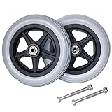 JNHWFDB Rueda Delantera para Silla de Ruedas, Rueda de Repuesto para andadores, 2 Piezas, llanta sólida de 6', 7' y 8', Ruedas para Andador, Color Negro y Gris, Banda de Rodadura Firme par