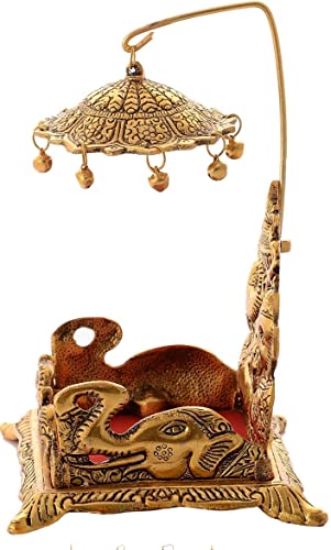 Image of LABHCART Metal Krishna Sihasan, Laddu Gopal Singhasan for Home and Office Metal Home Temple - (10 Cm X 8 Cm X 18 Cm), Gold