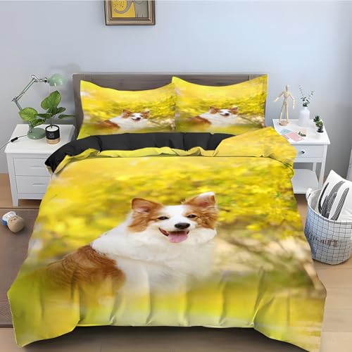 Housse de couette Border Collie 90x190 cm douce pour dormir paisiblement