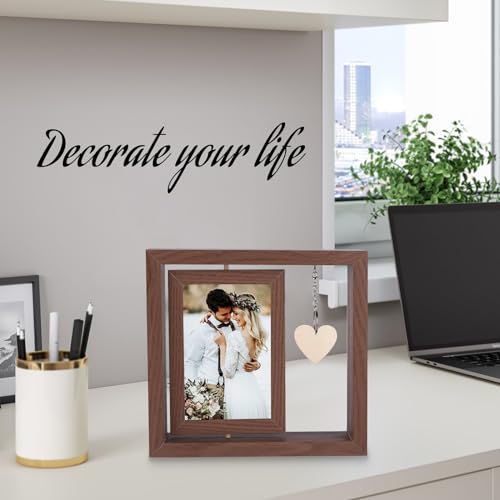 LTXDJ Draaibare fotolijst voor 2 foto's, 4 x 6 cm, houten Newlywed jubileum, fotolijst, paar, cadeau voor hem en haar, gepersonaliseerd fotocadeau voor bruiloft, Valentijnsdag, Moederdag, beste vriend - Image 6