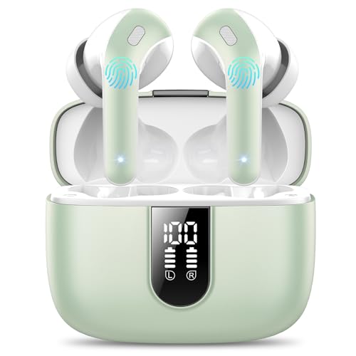 Image of IKT Ear Buds Wireless Earbuds, 50Hrs Playtime Bluetooth Earphones, Bluetooth Headphones 5.3, Bass Boost 85%, In Ear with 4 ENC Call Noise Cancelling Mics, Earbuds IPX7 Waterproof, USB-C(Green)