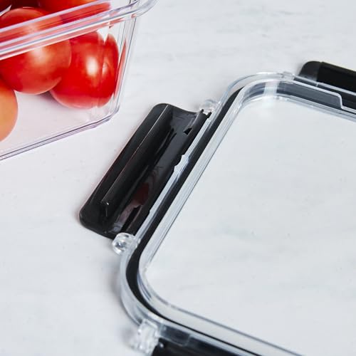 Ohs 3 Pack Food Storage Containers, Bpa Free Plastic Leakproof Food Containers With Clip Lock Lid Airtight Stackable Meal Prep Container For Dry Food Cereals Snacks Spices, Clear - 4