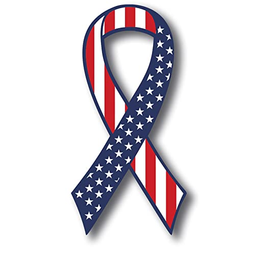 Image of Magnet Me Up American Flag Ribbon Magnet Decal, 3.5x7 Inches, Heavy Duty Automotive Magnet for Car Truck SUV