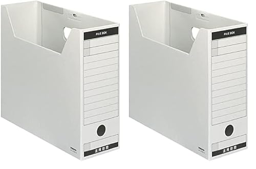 コクヨ(KOKUYO) ファイルボックス 色厚板紙 フタ付き A4 グレー A4-LFBN-MZ (× 2)