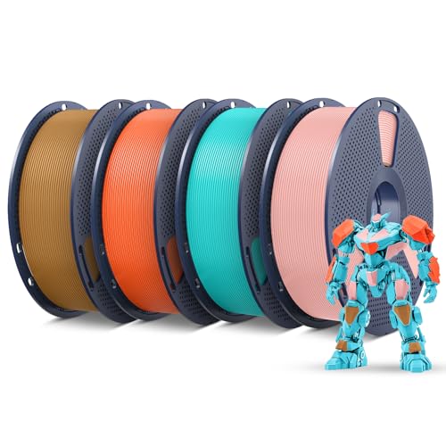 Image of SUNLU PETG Filament 1.75mm 4KG Bundle, Less Stringing and Good Layer Adhesion, 3D Printer Filament 4kg, 1kg per Spool, Pack of 4, 4 Colors, Sky Blue+Sakura Pink+Sunny Orange+Chocolate