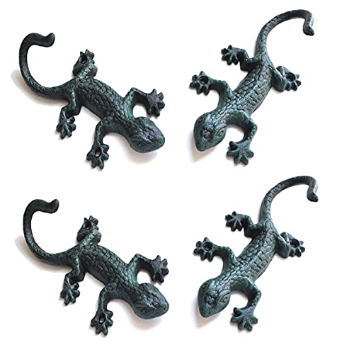 HWHP Zone - Gecko Wall Hooks Decorative Cast Iron Animal Gecko Shape Hooks Wall Mounted, Home Office Pool Garden Garage Indoor Outdoor Used, Hand Made, Gifts.