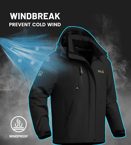 V.A.TOR 189 UNCO&BOROR Damen wasserdichte Skijacke Warm Winter Schneemantel Mountain Windbreaker Regenmantel mit Kapuze, W816-schwarz, XXL