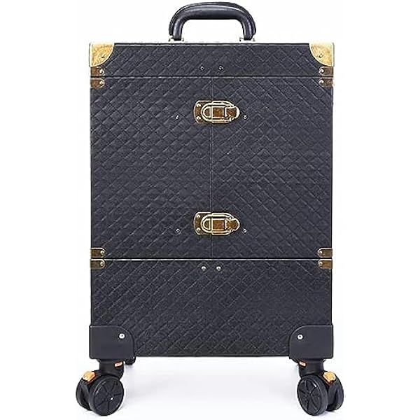 Nail Makeup Artist Valise Roller Bagages Pliant Grande Boîte De Rangement Cosmétique Rétro Trolley Case