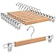 Amber Home 10 Stück 36cm Natürliche Kleiderbügel aus Holz, Robust und Glänzend Hosenbügel Aufhänger für Hosen Shorts Rock Socken Unterwäsche, mit rutschfest Clips und Drehbar Haken