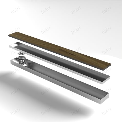Image of InArt Dual Insert 304 Stainless Steel Invisible Shower Drain Channel (24x4 Inches) | Waste Water Floor Drain Jali for 13mm Tile with Trap - 5 Year Warranty