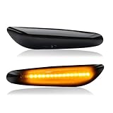 D-Lumina LED Side Marker Lights Turn Signal Lamp Assembly for BMW E90 E91 E92 E93 E46 E53 E60 E61 X3 E83 X1 E84 E81 E82 E87 E88 Side Marker, Smoked Lens Amber LED Side Marker Light, Pack of 2