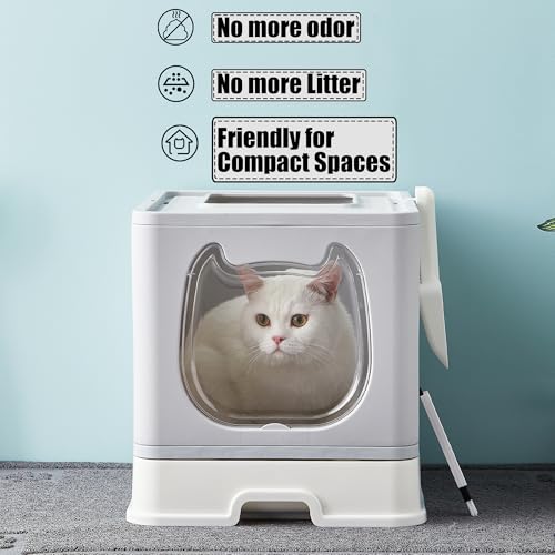 Arenero cerrado para gatos mediano con tapa y accesorios miniatura 5