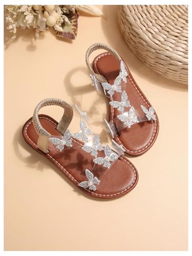 Image of GORGLITTER Girl's Sandals Butterfly Clear Dressy Cute Ankle Strappy Sandal | Girls Dress Sandals, Girls Size 4 Sandals, Big Little Kid Sandals Girls, Cute Sandals