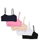 Simply Adorable Big Girls' 5-Pack Bralettes (14-16, Khaki/Multi)
