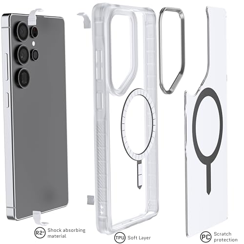 Image of Ghostek Covert S25 Ultra Clear Case MagSafe Compatible with Magnetic Ring, Slim Thin Shockproof Phone Cover Designed for 2025 Samsung Galaxy S25Ultra (6.9 inch) (Clear Matte)