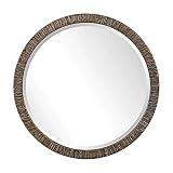 Uttermost Wayde Distressed Metallic Gold Wood 30" Round Wall Mirror