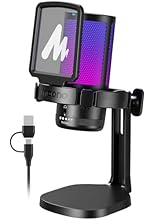 【Clear and Natural Voice】This gaming microphone is equipped with a one-touch noise reduction function (long press for 3 seconds to turn on/off the noise reduction function), which can effectively suppress background noise. In addition, the cardioid p...