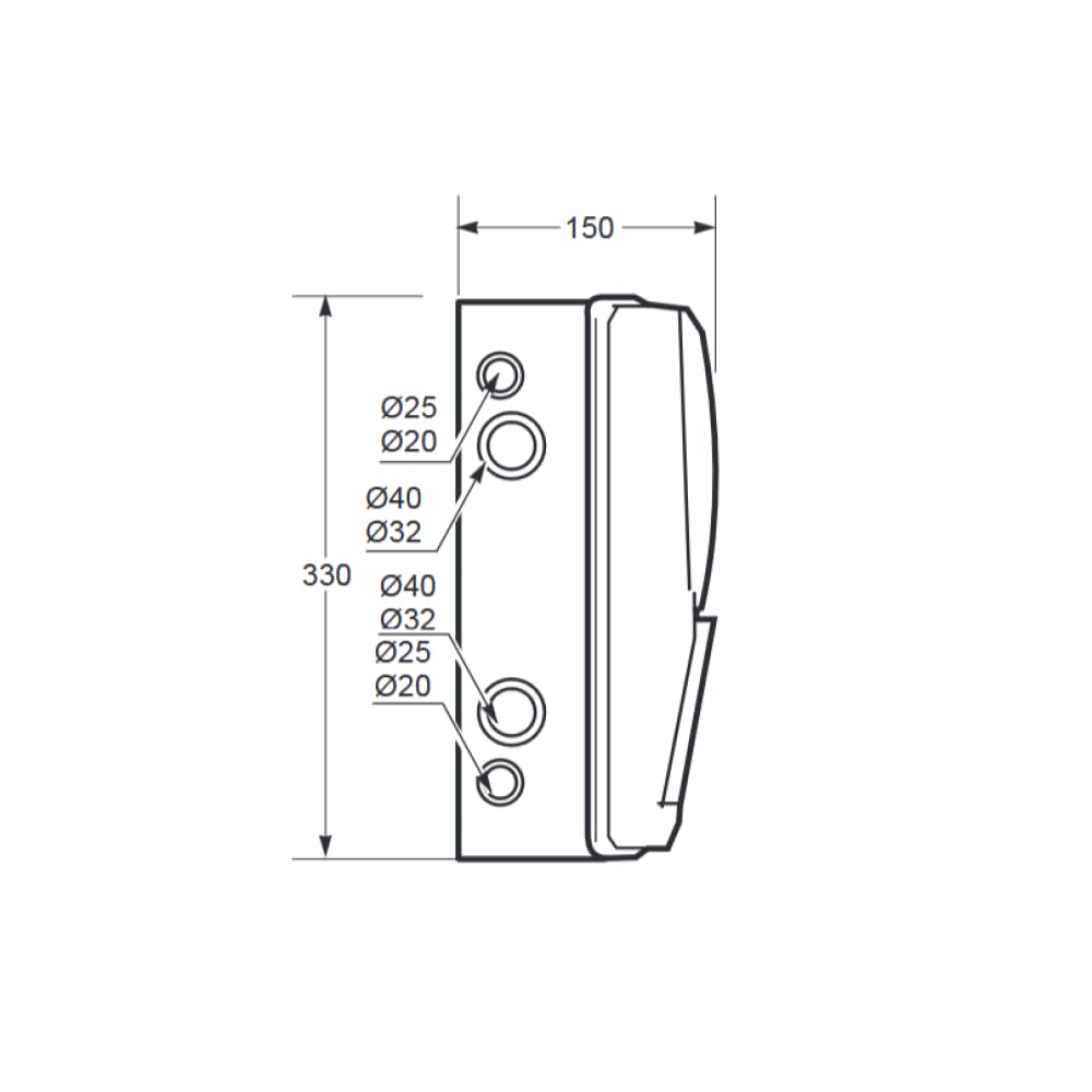 Quadro vuoto flangiato, 330x330x150mm, 16 moduli, 3 prese - Rosi RS3975
