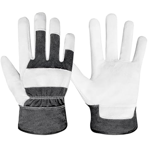 KKOYING 2 Pair Pack Leather Work Gloves, Goatskin Work Gloves, Leather Gloves for Men & Women, Durable and Flexibility Gardening Gloves, XL Cover