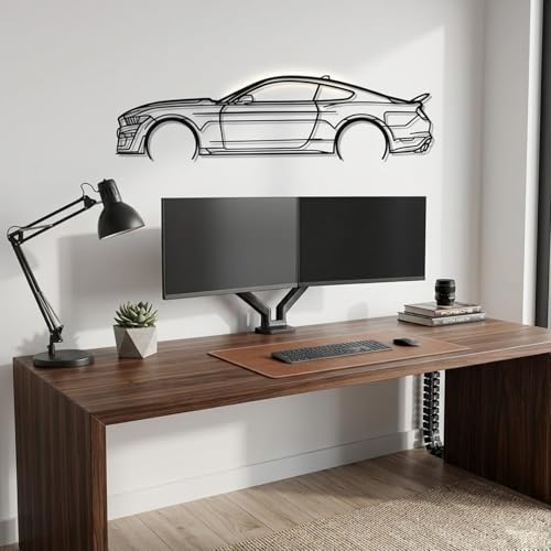 Image of Herrlich Homes Mustangg Car Metal Wall Art | Metal | Easy to Hang | Car lover Gift | Classic Silhouette Metal Wall Decor | 70 cm