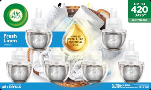 Image of Air Wick Plug-In Scented Oil Refills, 6 Count, Fresh Linen, Air Freshener, Essential Oils