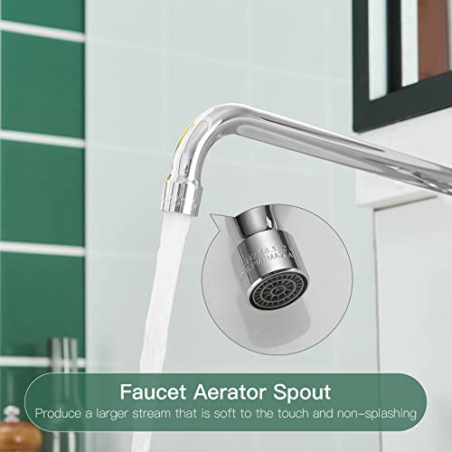 Homevacious 2 Handle Commercial Kitchen Faucet Walll Mount 8 Inch Center With 14 Inches 360 Degree Swivel Spout Brass Utility Sink Faucets Laundry Room Restaurant Mixer Tap Polished Chrome #TOP3