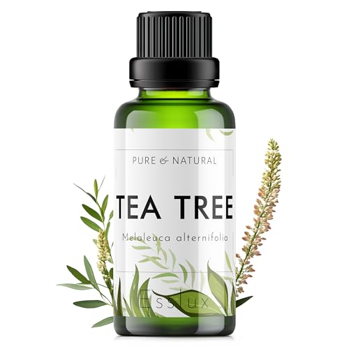 Image of Esslux Tea Tree Oil - 100% Pure Natural Australian Essential Oil for Skin, Hair & Toenails | Therapeutic Melaleuca Oil for Scalp, Nail Care & Soap Making | Refreshing & Healing Scent, 120 ML