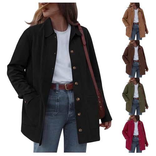 Faux Suede Jacket Women Fall Fashion 2025 Leather Jacket Long Sleeve Shacket Button Down Trendy Winter Clothes Outerwear