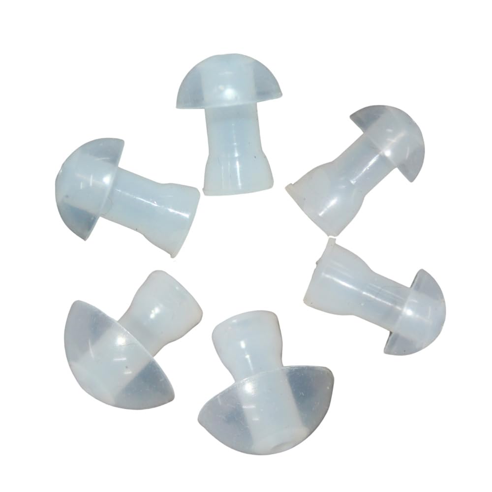 Silicone Earplug Domes Ear Tips Replacement with Tube and Elbow Connectors for Bte and Pocket Hearing Aid Instruments -2 Pieces Each Size, Transparent