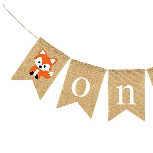 Dartsz Woodland Fox Baby 1St Birthday Banner,Jute Burlap Animal One High Chair Banner For Boys Girls First Birthday Party Decorations Supplies thumb #3