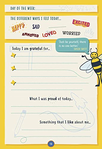 HAPPY CONFIDENT ME Daily Journal - Gratitude and growth mindset journal to boost children's happiness, self-esteem, positive thinking, mindfulness and resilience