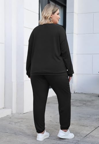 Nemidor Womens Plus Size 2 Piece Fall Matching Lounge Sets Tracksuits Casual Ribbed Knit Long Sleeve Outfits with Pocket3