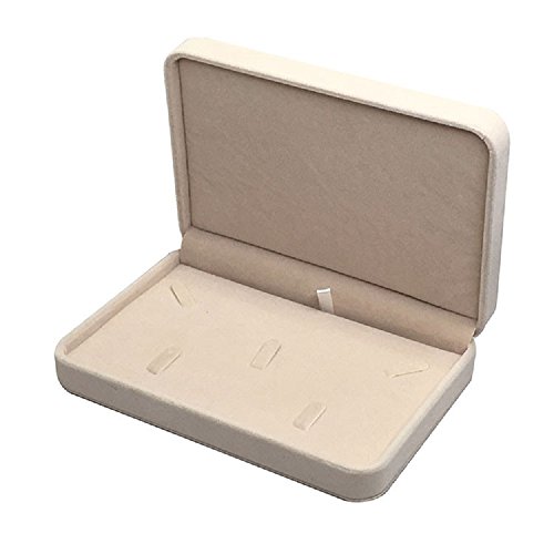 JunningGor Wedding Jewelry Sets Velvet Box Necklace Earring Ring Display Case Storage Holder (Beige)