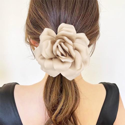 Image of Flower Brooch Pins for Women 5.5in Lapel Pins Large Rose Floral Brooches Dainty Satin Fabric Brooches Rose Flower Hair Clips Wedding Party Dance Clothes Accessories Jewelry