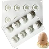 AFINSEA 3D Easter Egg Shape Silicone Baking Mold for Mousse Cake, Silicone Molds for Chocolate, French Dessert Mold for Pastry Chocolate, Reusable Non-Stick Easy Release Baking Molds (8-Cavity)