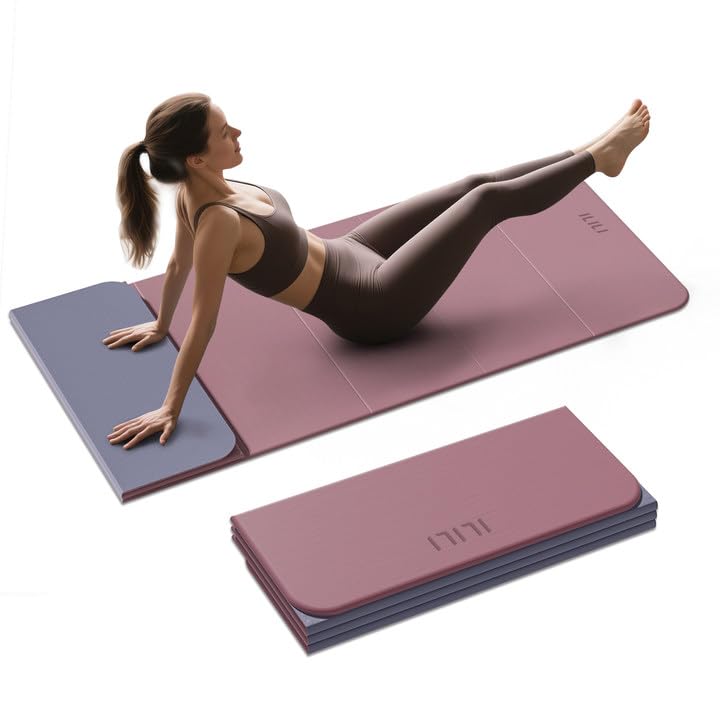 ILILI Foldable Yoga Mat 10mm Thick TPE Material Extra Long 75L x 26W Soft and Comfortable Folding Mat