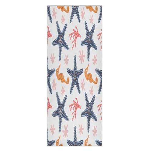pnyoin Yoga Towel Seahorse Starfish Adn Corals Hot Yoga Mat Towel with Grip Dots Sweat Absorbent Non-Slip for Hot Yoga, 24