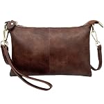 Umhängetasche Damen Klein Handtasche Damen Leder Crossbody Schulter Wristlet Geldbörse Clutch Telefon Kreditkartenfächern mit Trageschlaufe (Veganem Leder Kaffee)