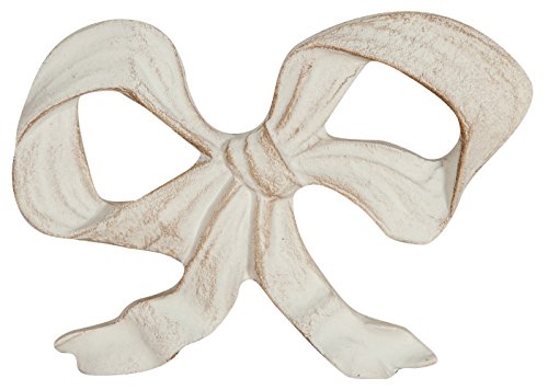 Biscottini Decoro a Forma di Fiocco in Legno Finitura Bianco Anticato Made in Italy L14xPR1,5xH10 cm