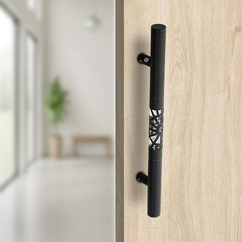 Image of Luxury LED Main Door Handle with Sensor Touch | 24 Inch Pull Push Handle for Home, Office, Hotel & Villa | Black Finish Stainless Steel Door Handle | 450mm Hole to Hole - Pack of 1