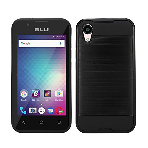 BLU Advance 4.0 L3 A110U Case Slim Armor Hybrid Cover [Scratch/Dust Proof] Defender Dual Layer Shockproof Protection Case (VGC Black)