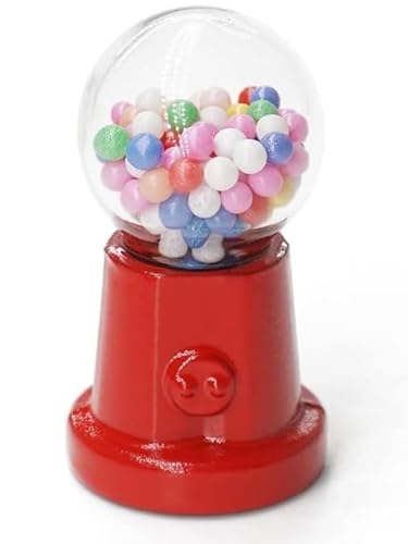 Mini macchina rossa 1/12 in miniatura Gumball Accessori per la decorazione della casa delle bambole Macchina per caramelle multicolore modello di simulazione della decorazione del barattolo di