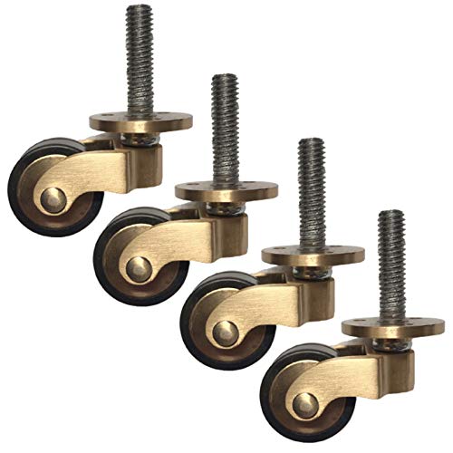 ZHUOZ1T Laiton Pivotant roulettes,25mm/1inch Antique Furniture Castor,Style Rétro,360 Degrés de Rotation,avec Tige Filetée en Fer Galvanisé,for Meubles de Style Européen,Charge 100kg,4 pièces Cover