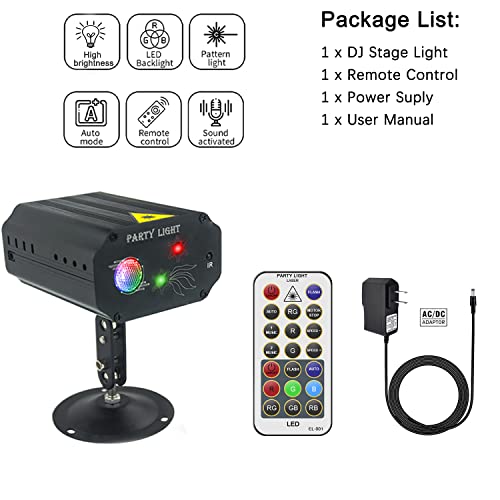 Spooboola EMS-08L Party Lights,Disco Lights,Dj Lights Strobe Stage Lights Rave Lights Sound Activated Multiple Patterns Projector thumb #5