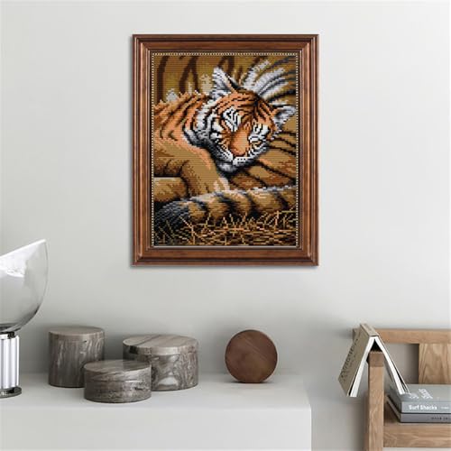 Image of JOYSEWING Tiger Stamped Kits Cross Stitch Kits for Adults, 11CT Cross Stitch Embroidery for Beginners Counted Needlepoint Kits DIY Wall Art Craft Kits Home Decor-(Tiger Baby(11CT) 10.63 x14.57Inches)